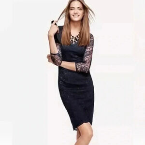 Banana Republic L'Wren Scott Collection Navy Lace Metallic Dress Size 4 NWT